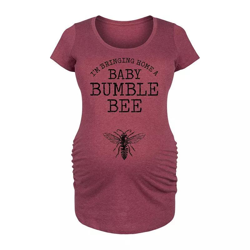 Maternity Bringing Home A Baby Bumble Bee Graphic Tee, Womens Grey Gray Product Image