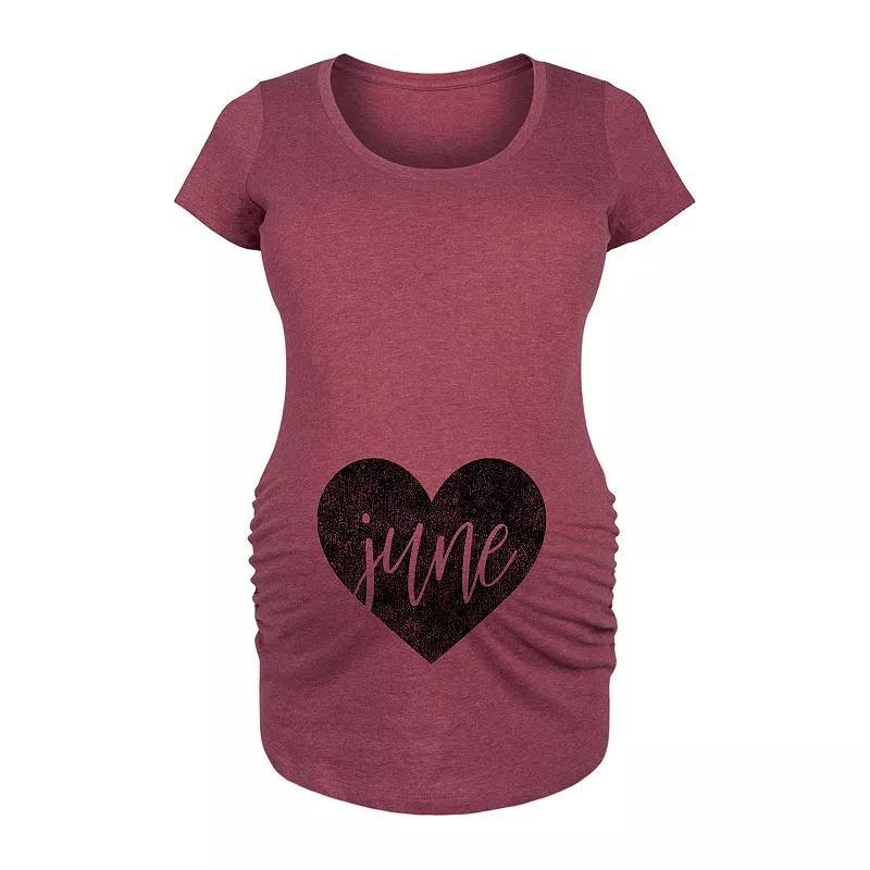 Maternity Heart June Graphic Tee, Womens Grey Gray Product Image