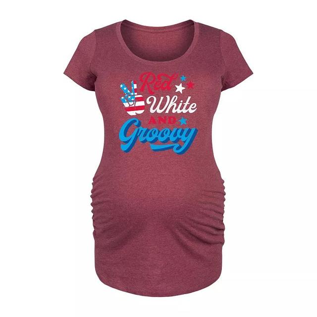 Maternity Red White And Groovy Graphic Tee, Womens Product Image