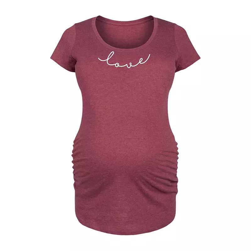 Maternity Script Love Graphic Tee, Womens Grey Dark Red Product Image