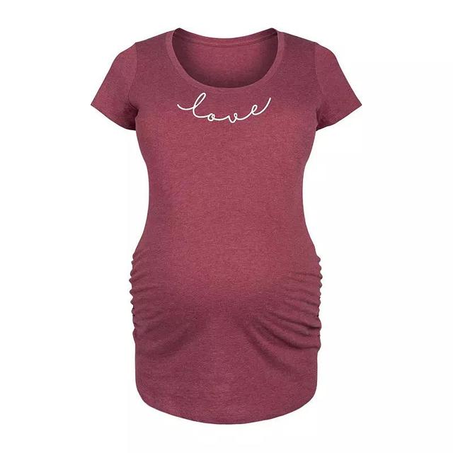 Maternity Script Love Graphic Tee, Womens Grey Dark Red Product Image