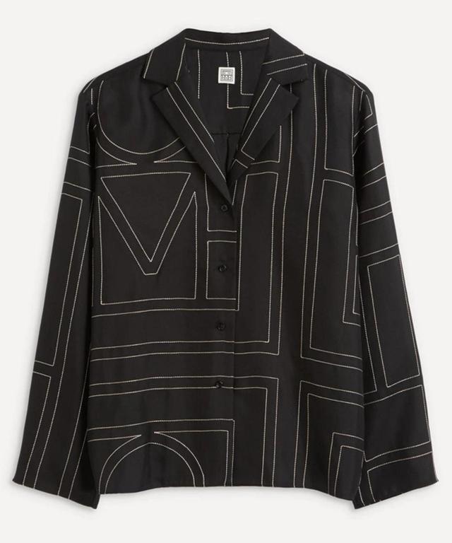 Toteme Silk Twill Pajama Shirt In Black Product Image