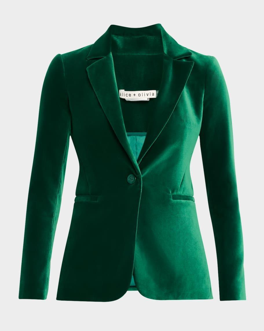 Macey Notch-Collar Fitted Velvet Blazer Product Image