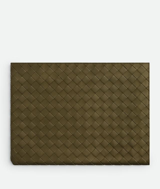 Intrecciato Half Zip Pouch In Brown Product Image