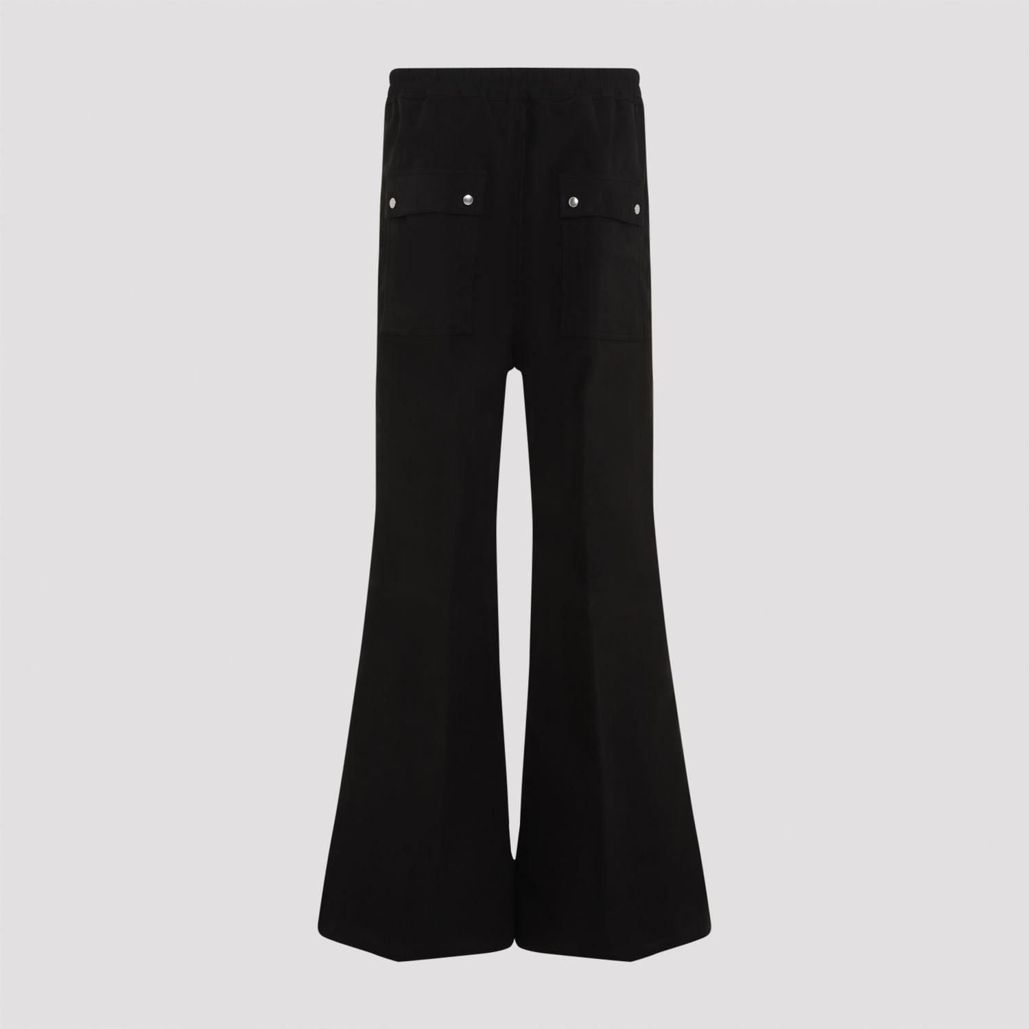 Wide Cargo Trousers With Elastic Waist In Black Product Image