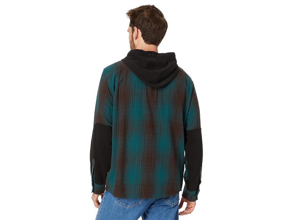 L.L.Bean Signature Heritage Textured Flannel Plaid Hooded Shirt (Dark Pine) Men's Clothing Product Image