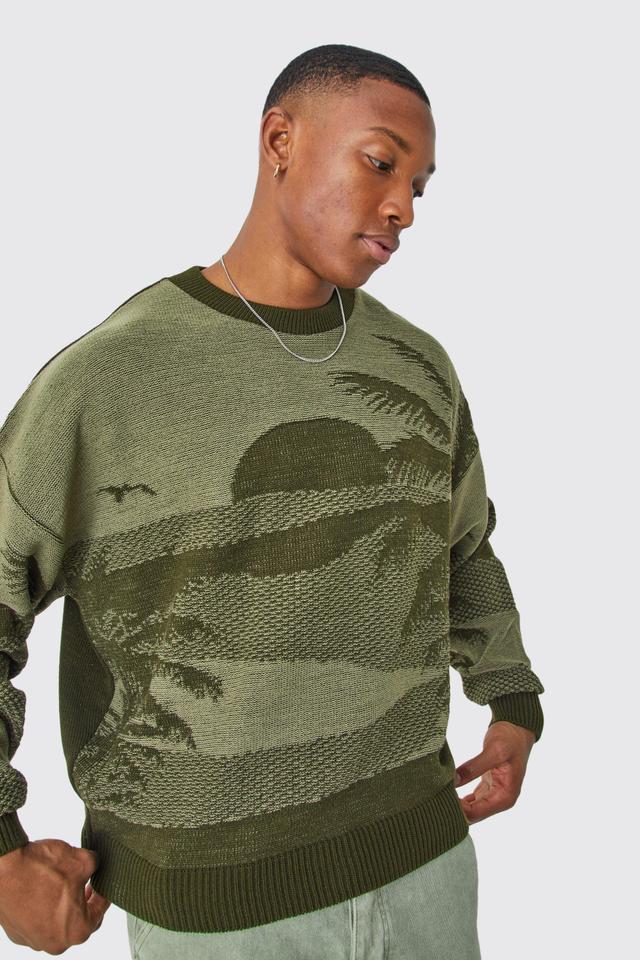 Oversized Boxy Drop Shoulder Graphic Sweater | boohooMAN USA Product Image