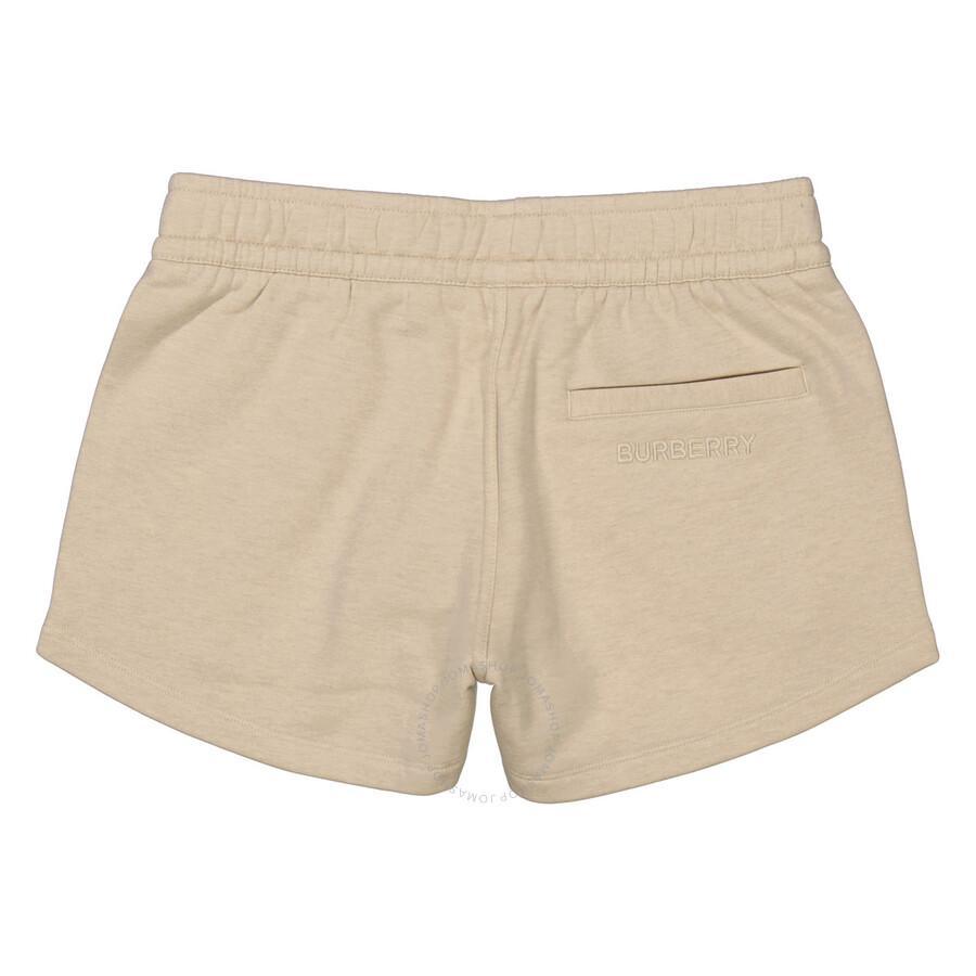 BURBERRY Soft Taupe Ember Cotton Cashmere Logo Detail Shorts In Brown Product Image