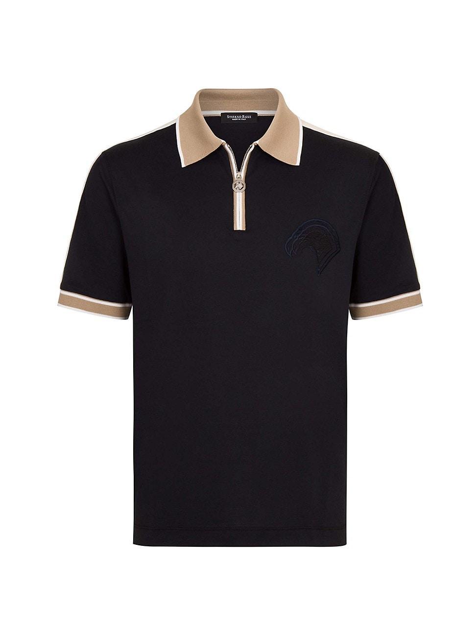 Mens Zip Polo T-Shirt Product Image