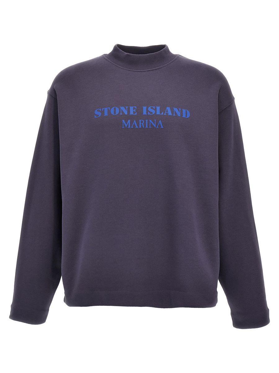 Logo Print Crewneck Sweatshirt In Blue Product Image