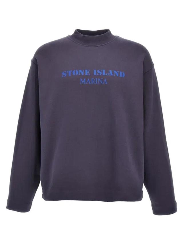 Logo Print Crewneck Sweatshirt In Blue Product Image