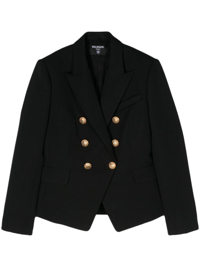 Wool Double Breasted Jacket In Black Product Image