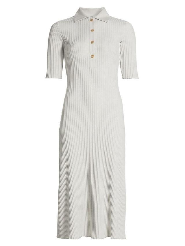 Womens Rib-Knit Polo Midi-Dress Product Image