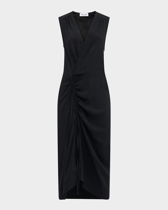 Agnes Sleeveless Ruched Midi Dress Product Image