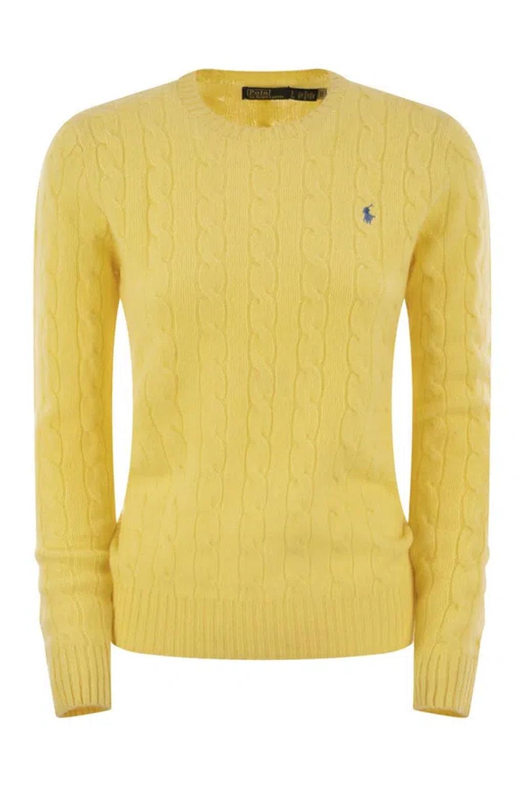 POLO RALPH LAUREN Cable Knit Cotton Sweater In Yellow Product Image