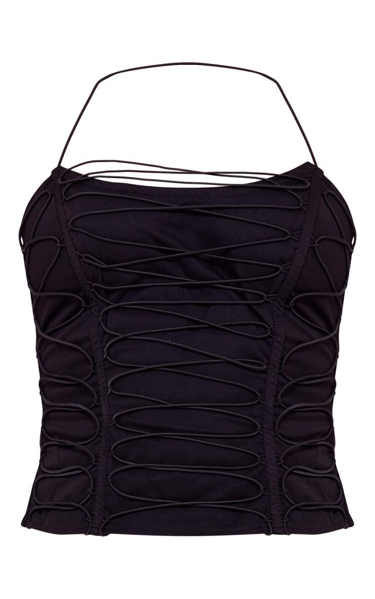 Black Woven Elastic Lace Up Corset Product Image