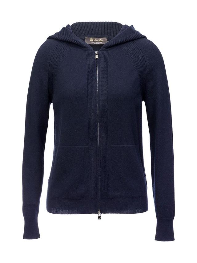 Womens Hooded Cashmere Knit Zip Sweater Product Image