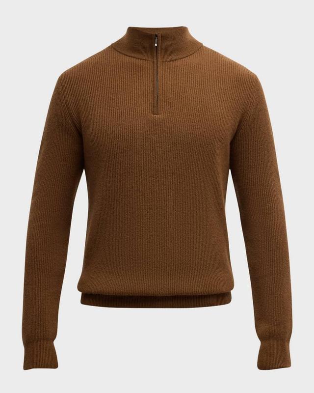 Mens Ribbed Quarter-Zip Sweater Product Image