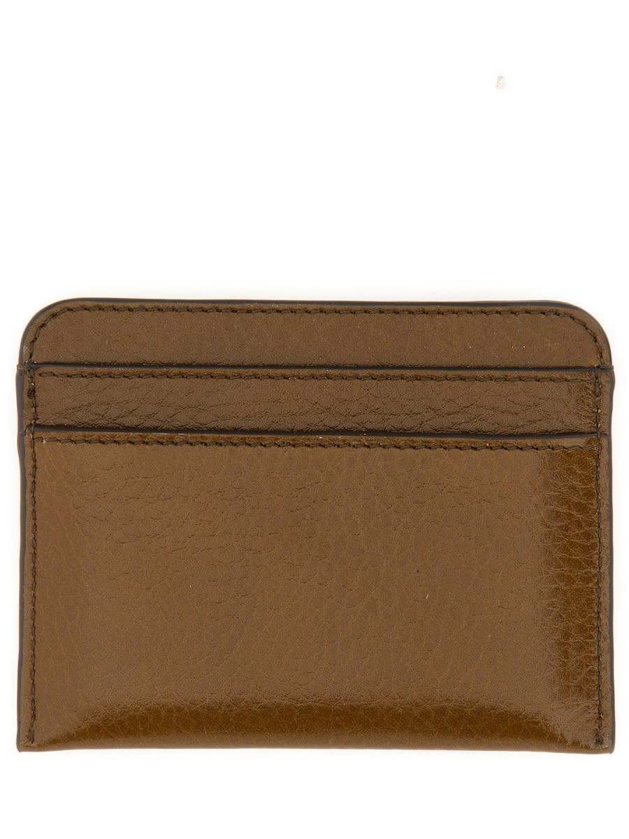 CHLOÉ Leather Card Holder In Brown Product Image