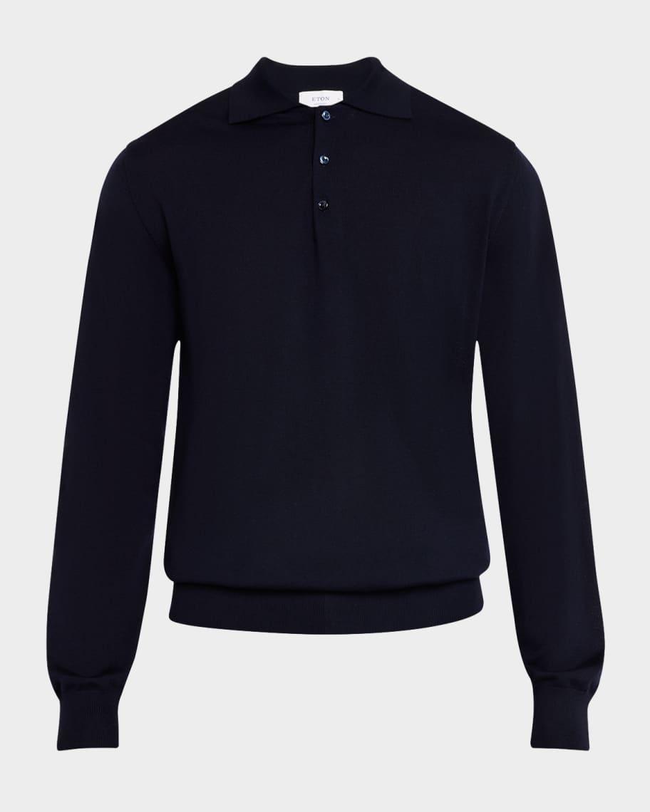 Mens Fine Knit Polo Sweater Product Image