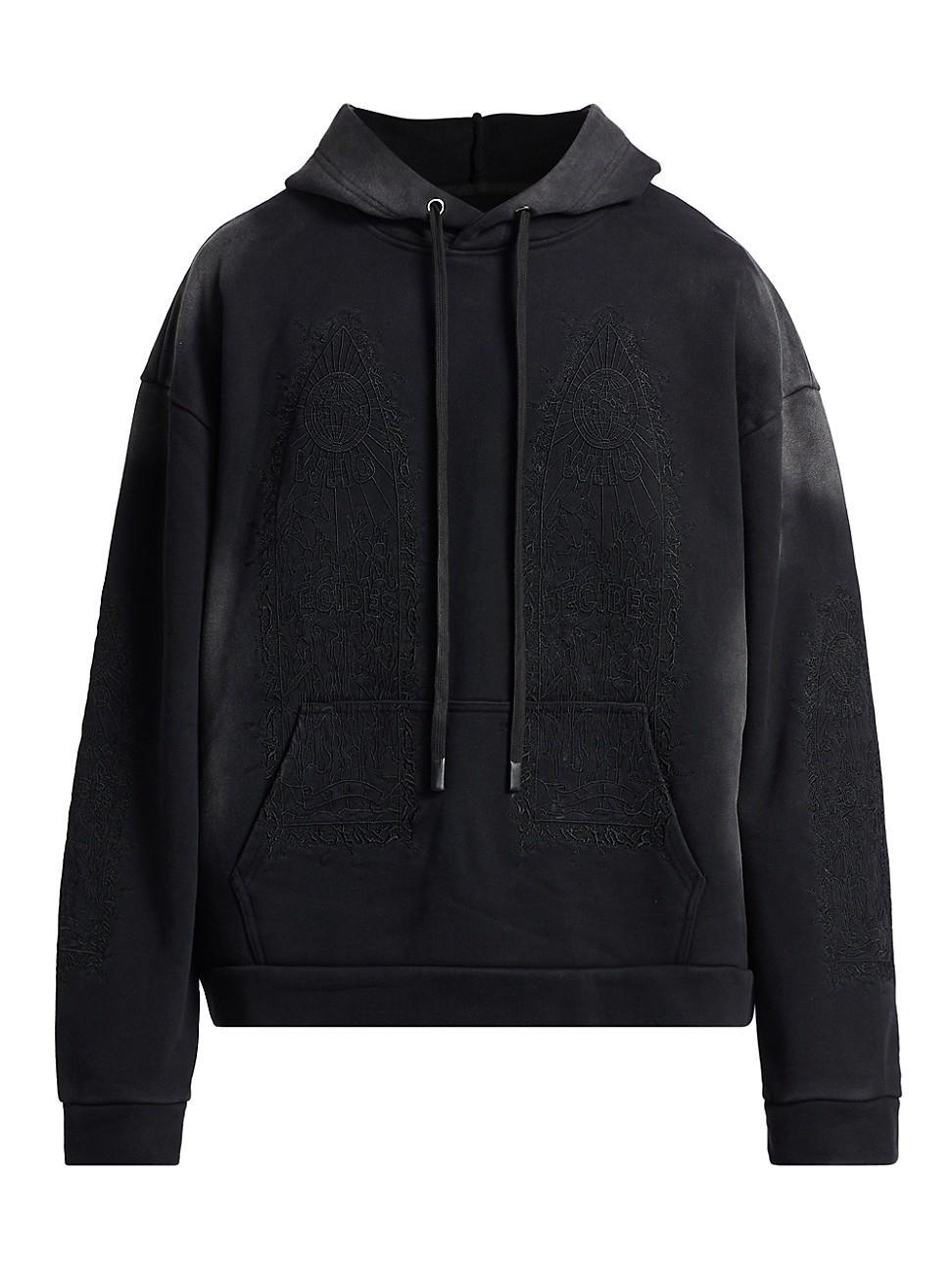 Mens Thorned Embroidered Cotton Hoodie Product Image