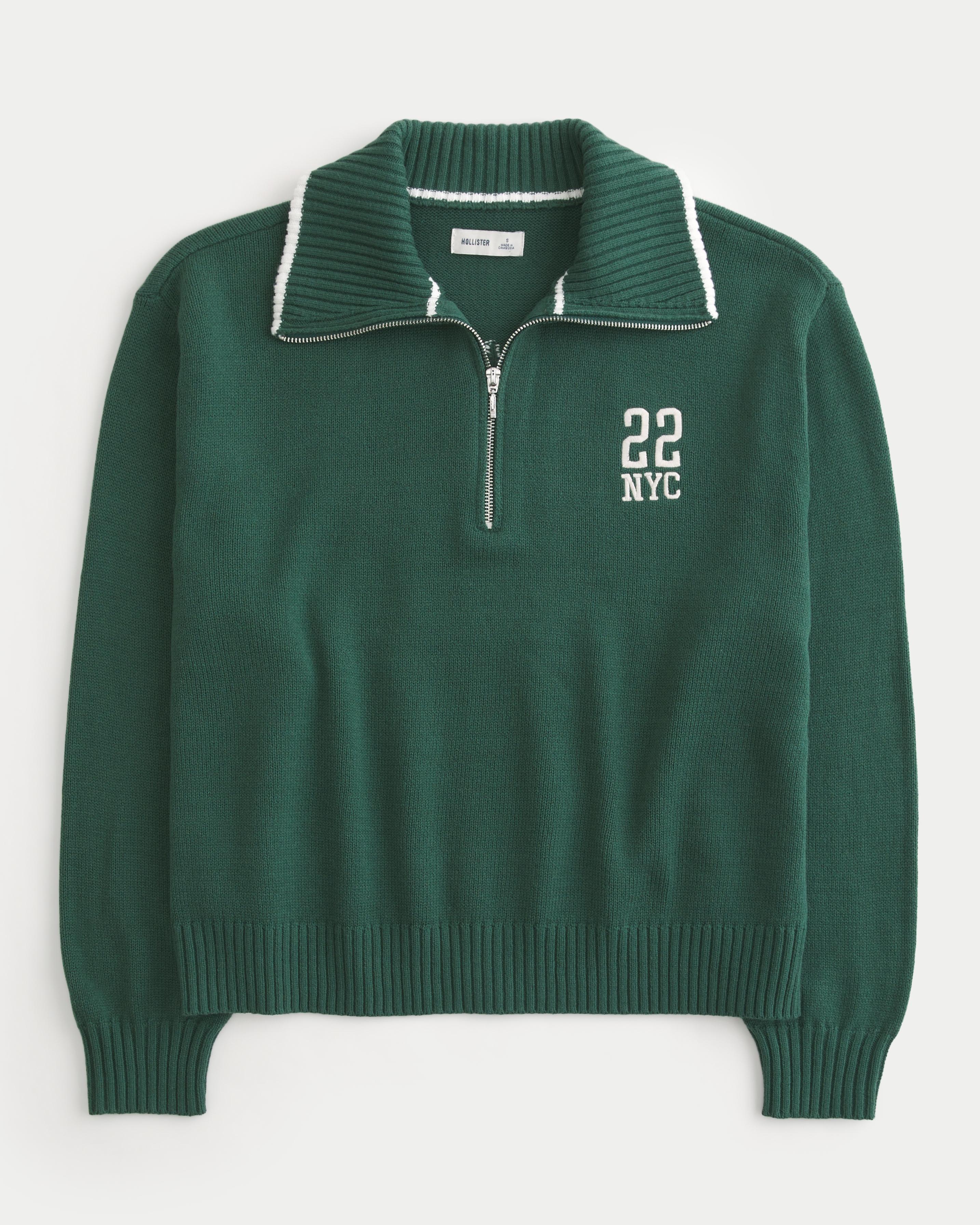 Oversized USA Graphic Half-Zip Sweater Product Image