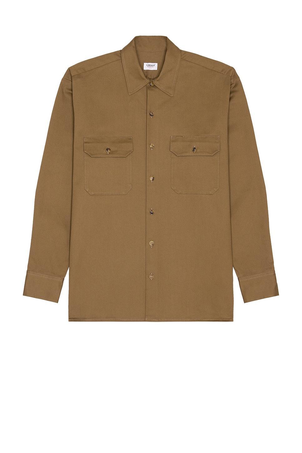 Ghiaia Cashmere Cotton Working Shirt in Tan Product Image