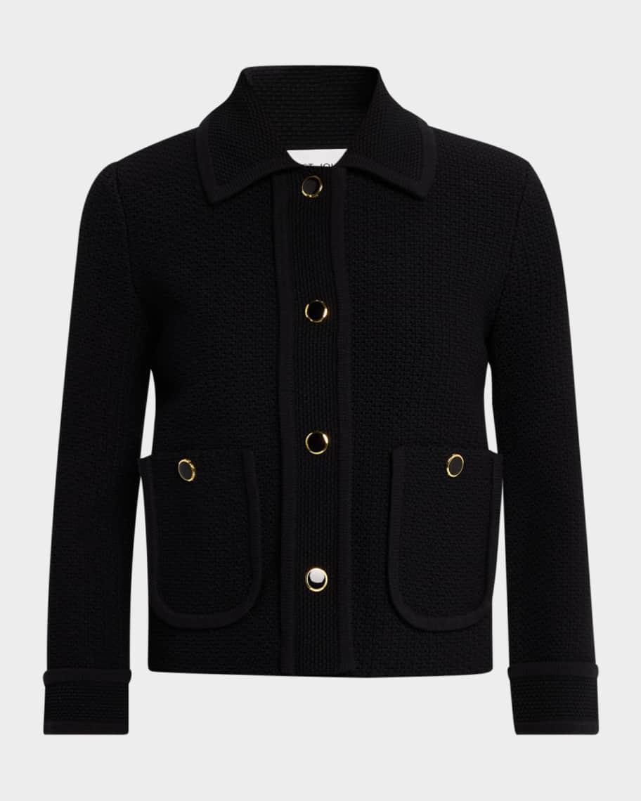 Textured Stretch Knit Collared Jacket Product Image