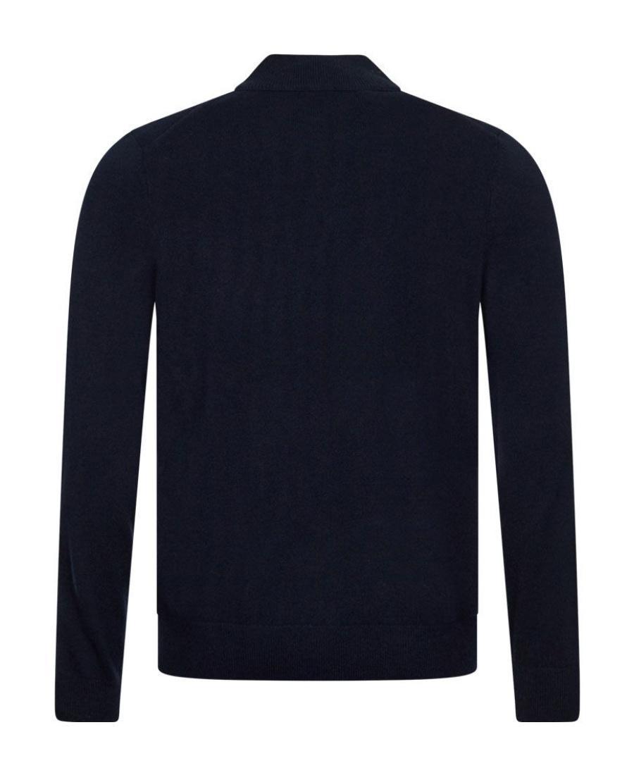 HUGO BOSS Logo-embroidered Virgin Wool Jumper In Blue Product Image