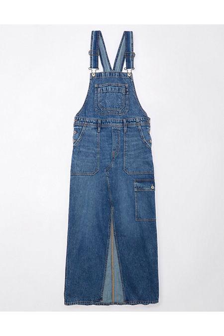 AE Denim Maxi Overall Dress Womens Product Image