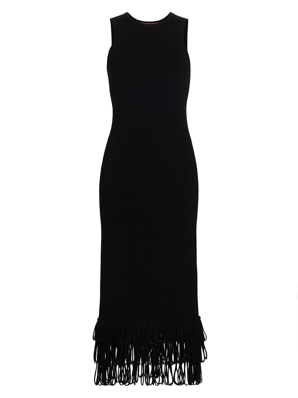 Womens Albers Fringed Knit Sleeveless Midi-Dress Product Image