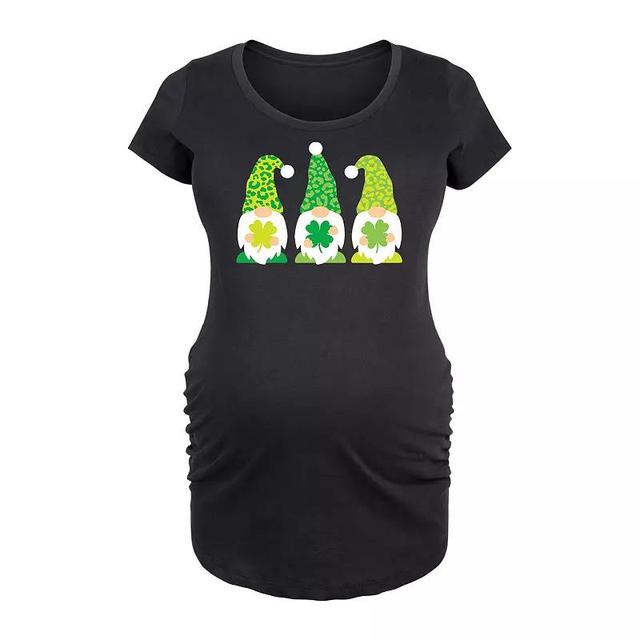 Maternity St Patricks Day Gnomes Graphic Tee, Womens Dark Grey Product Image