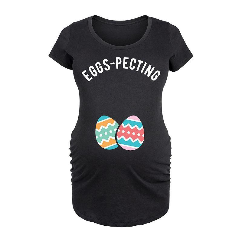 Maternity Eggspecting Graphic Tee, Womens Black Product Image