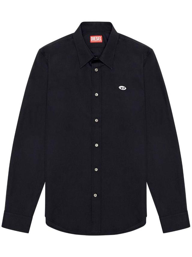 Logo-patch Long-sleeve Shirt In Black Product Image