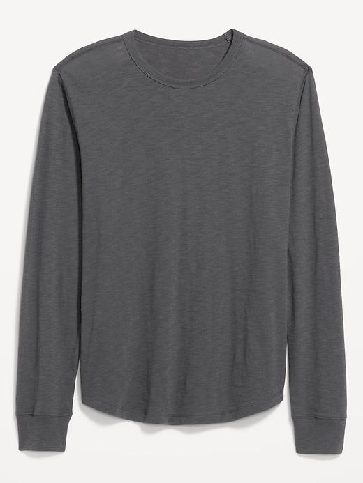 Curved-Hem Slub-Knit T-Shirt Product Image