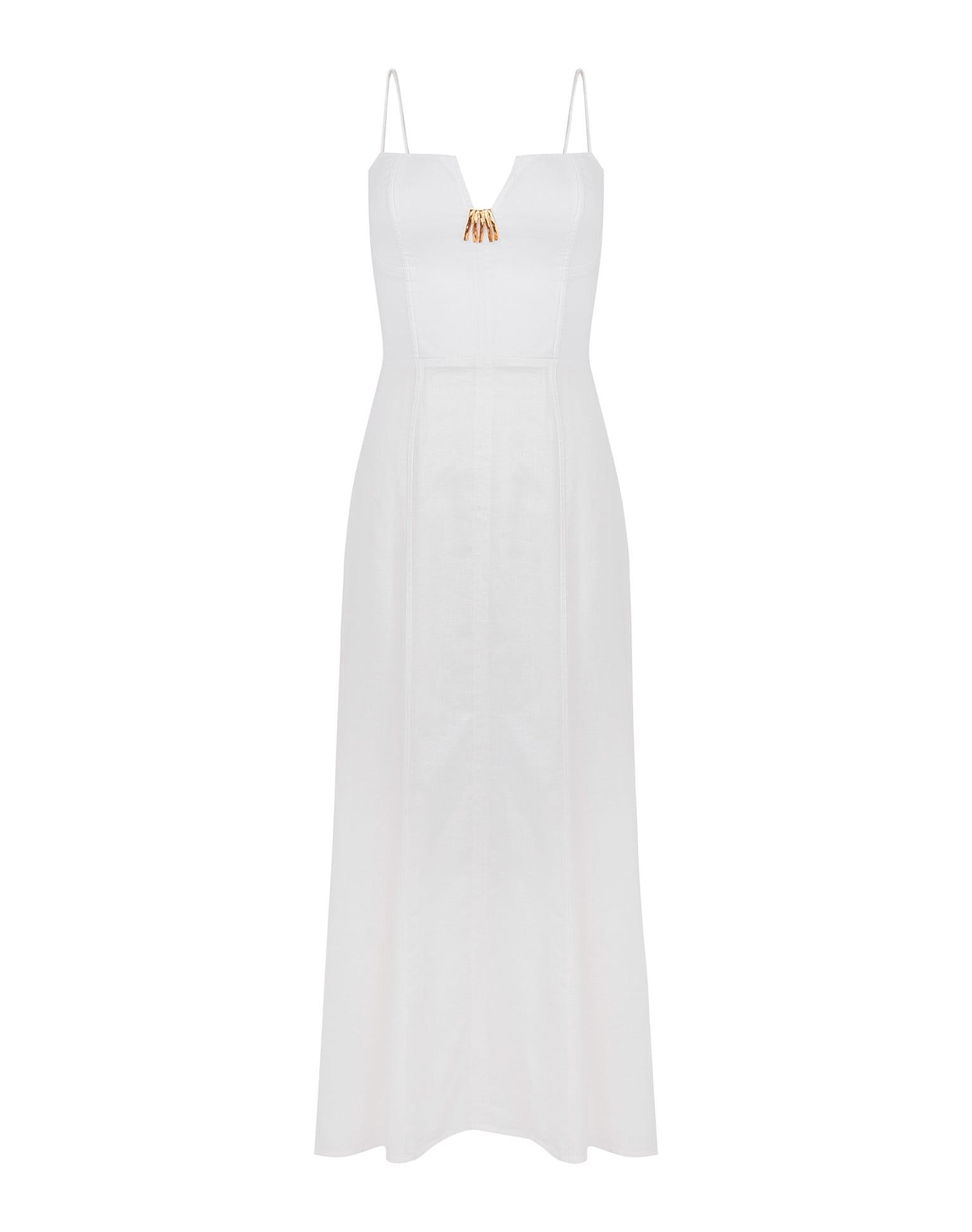 Lilith Detail Long Dress - Off White Product Image