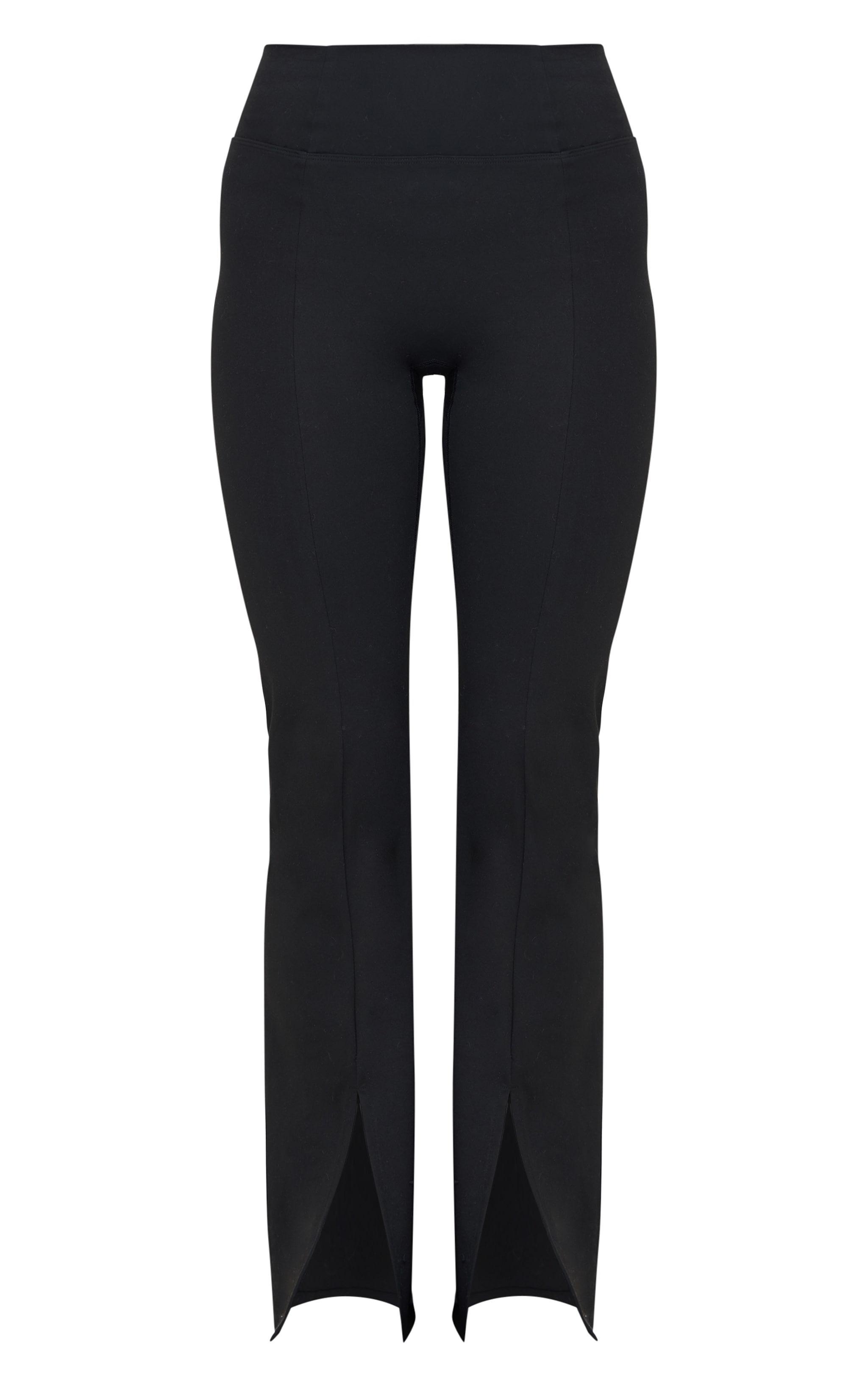 Deep Black Sculpt Pintuck Detail Straight Leg Yoga Pants Product Image