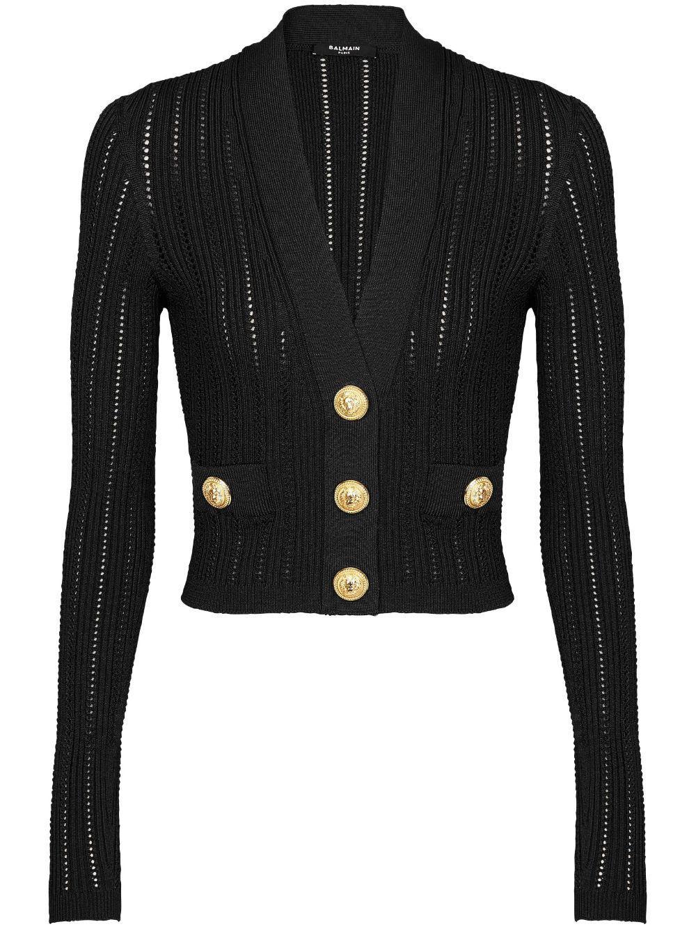 Button-detail Cardigan In Black Product Image