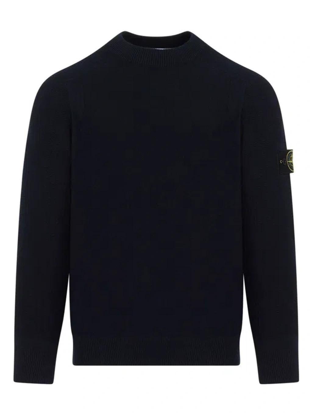 STONE ISLAND Crew-neck Sweatshirt In Lead Grey Gauzed Cotton In Black Product Image