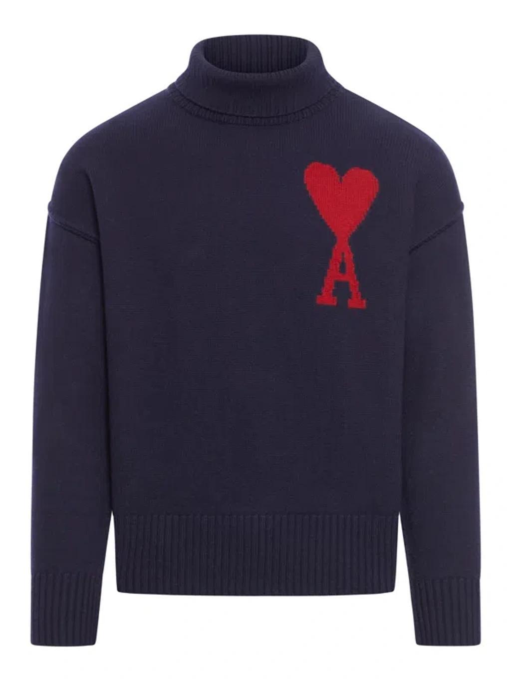 AMI ALEXANDRE MATTIUSSI Ami De Coeur Wool Jumper In Black Product Image