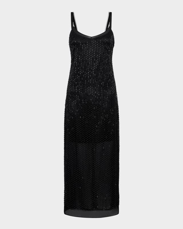 Sleeveless Beaded Midi Slip Dress Product Image