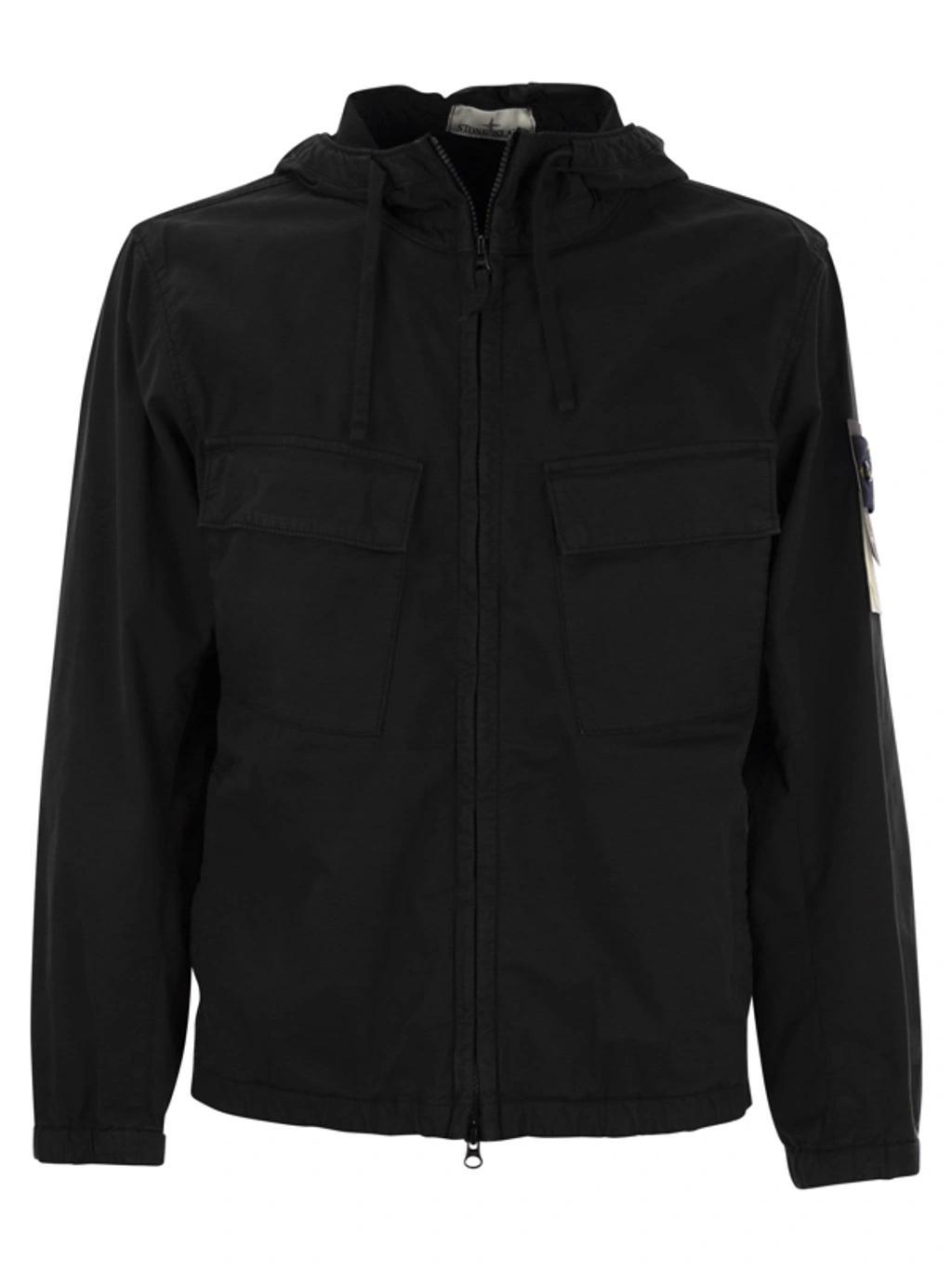 Logo Patch Hoooded Drawstring Jacket In Black Product Image