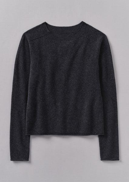 Wool Cashmere Neat Sweater | Charcoal Product Image