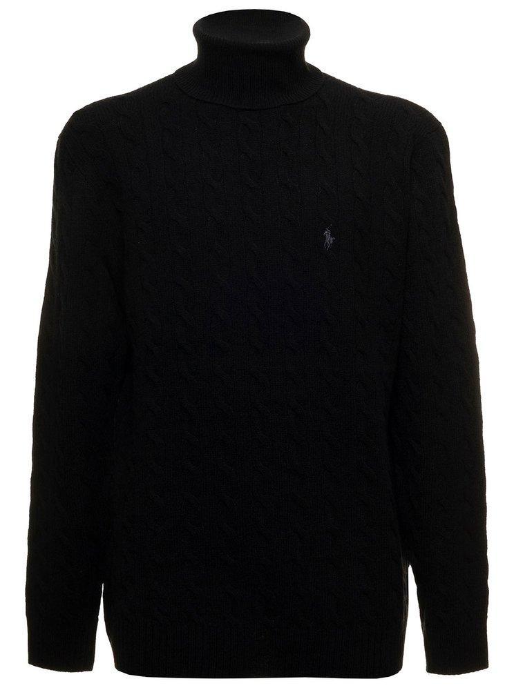 Logo Embroidered High Neck Sweater In Black Product Image