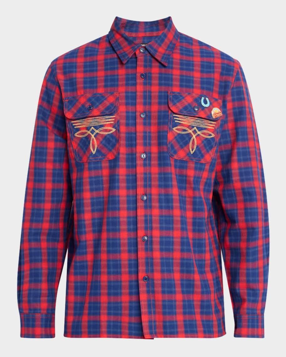 Mens Embroidered Flannel Sport Shirt product image