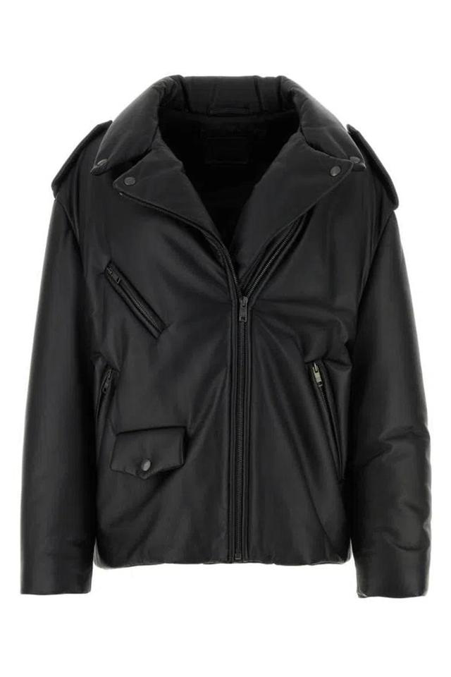 Woman Black Nappa Leather Padded Jacket Product Image