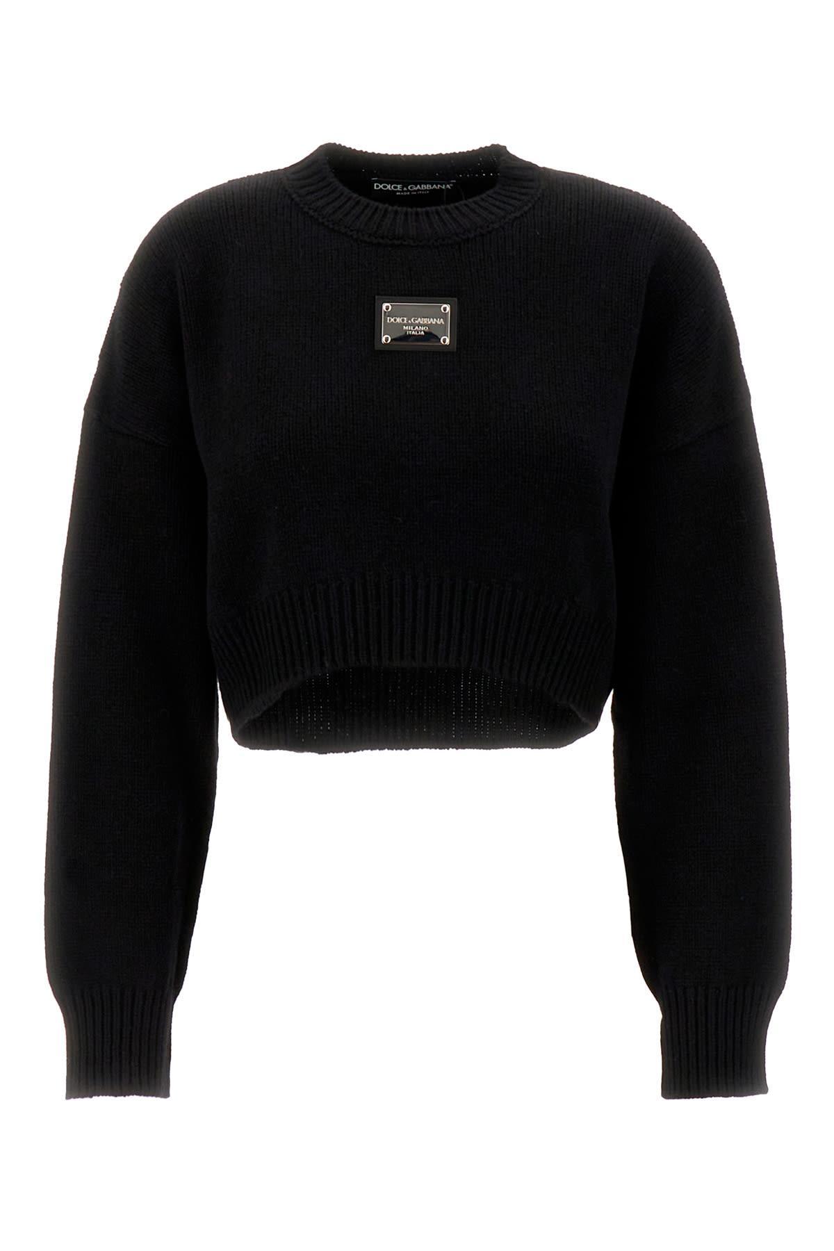 DOLCE & GABBANA Wool And Cashmere Round-neck Sweater In Black Product Image