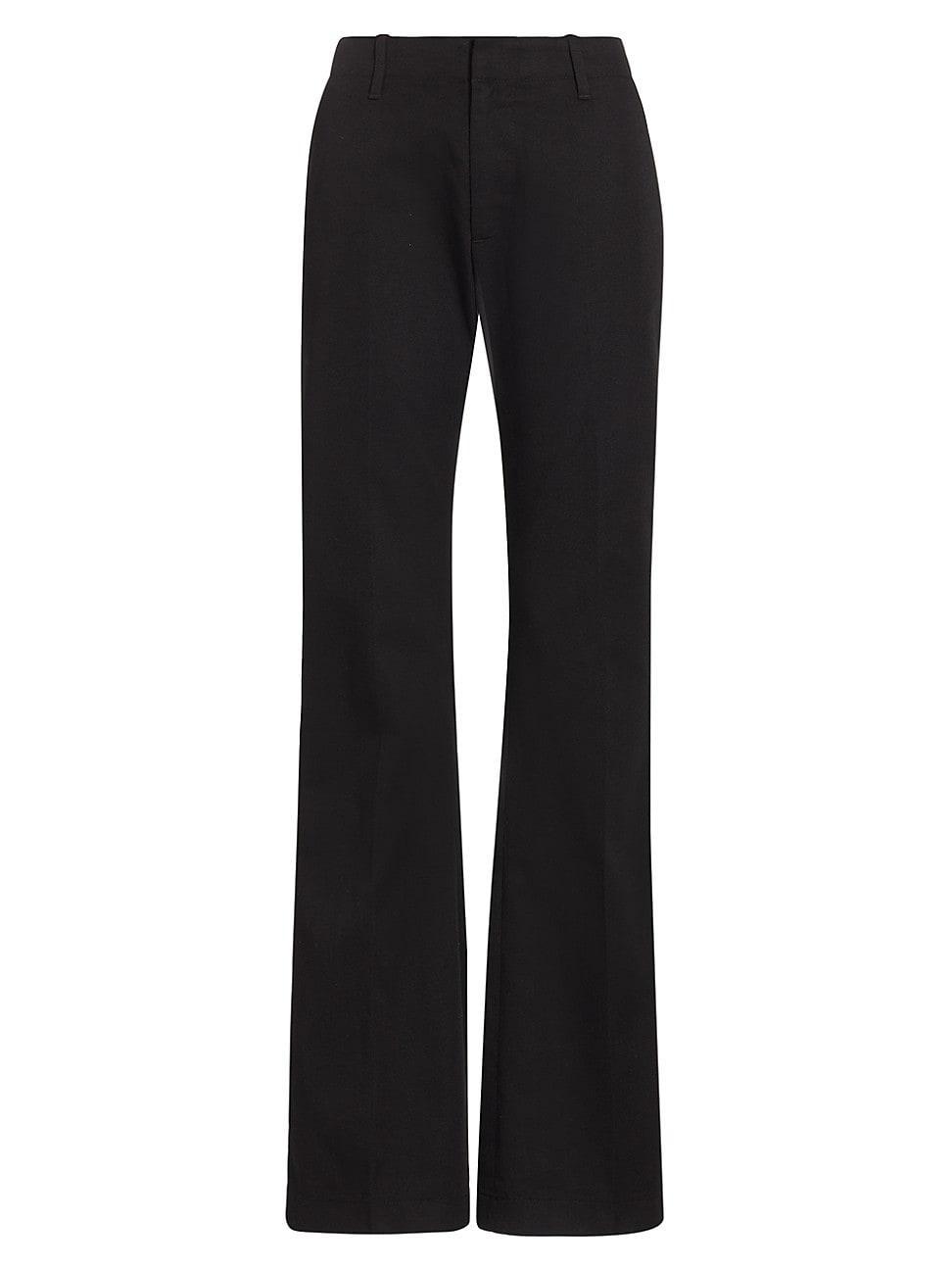 Womens Cotton-Blend Twill Mid-Rise Flare Trousers Product Image