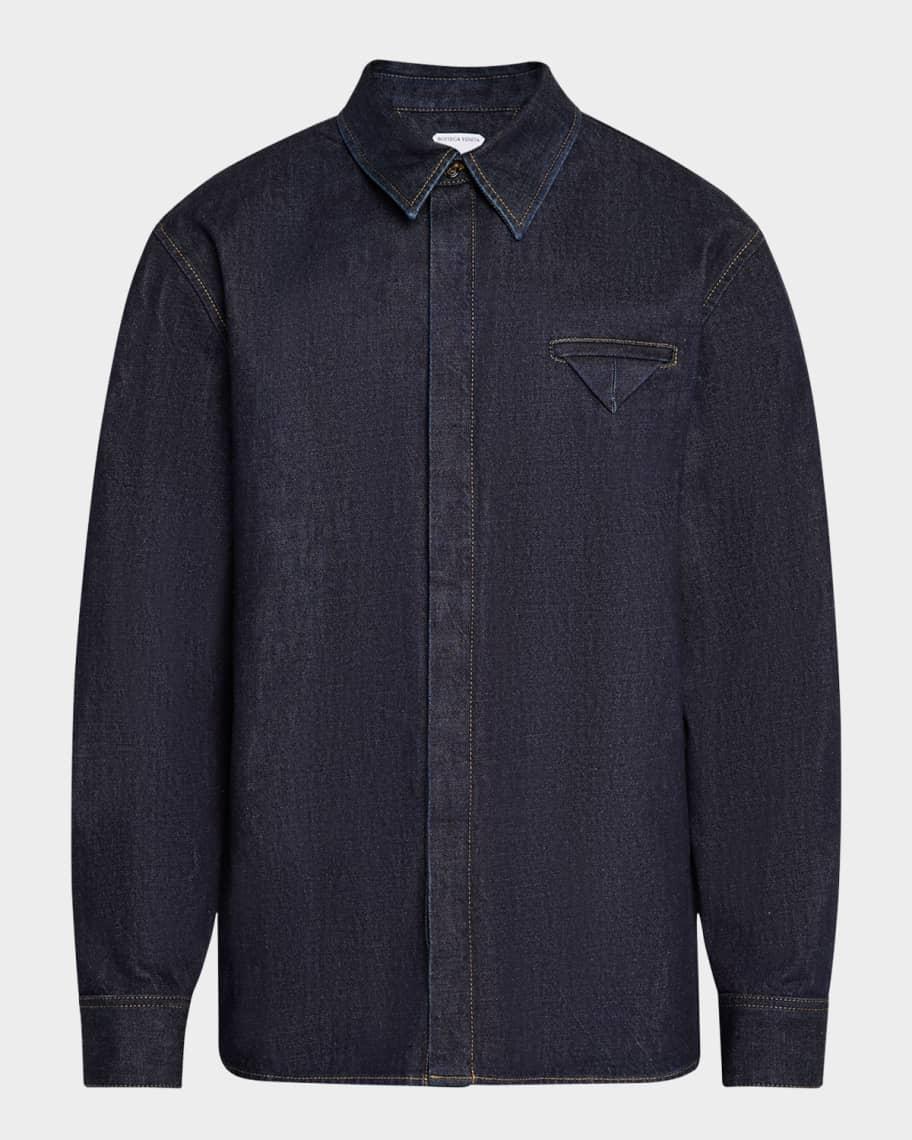 Men's Soft Denim Button-Down Shirt Product Image