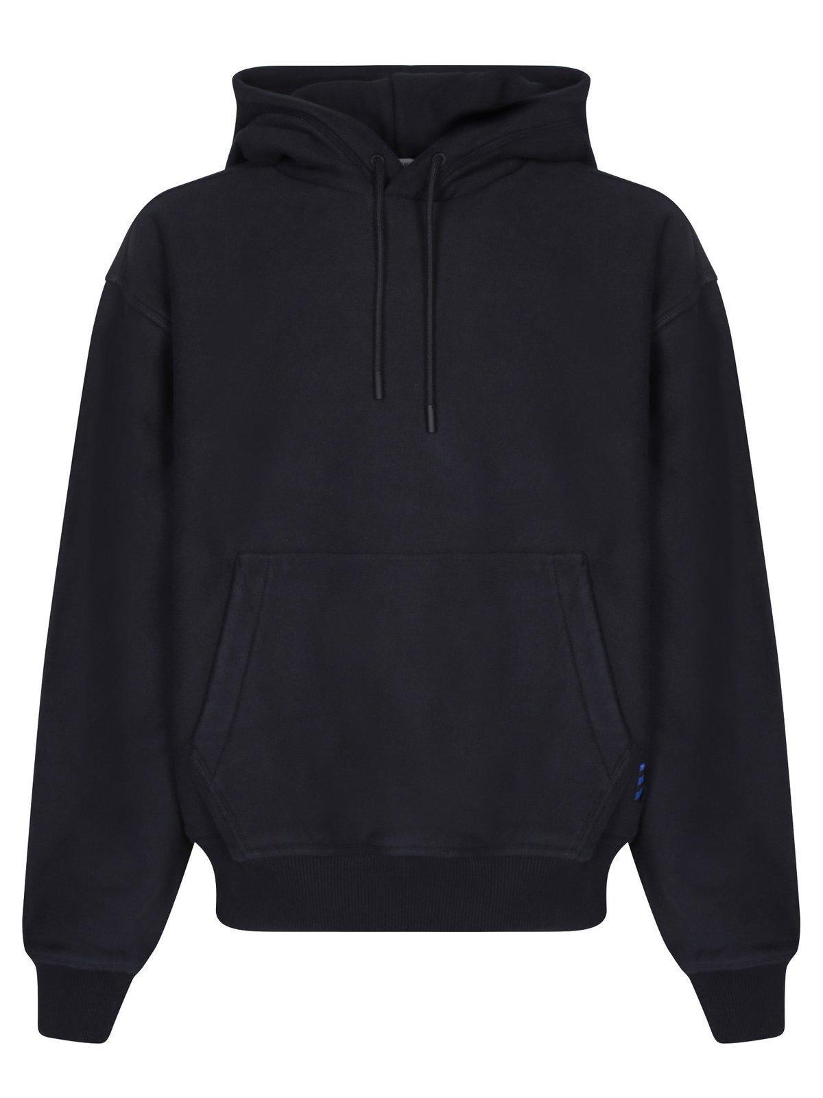 Kangaroo-pouched Drawstring Hoodie In Black Product Image